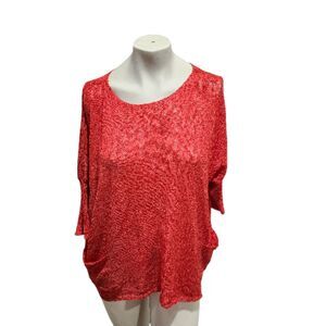 Bobeau Women’s Top Size Large Red Sheer Lightweight Knit Scoop Neck Slouchy
